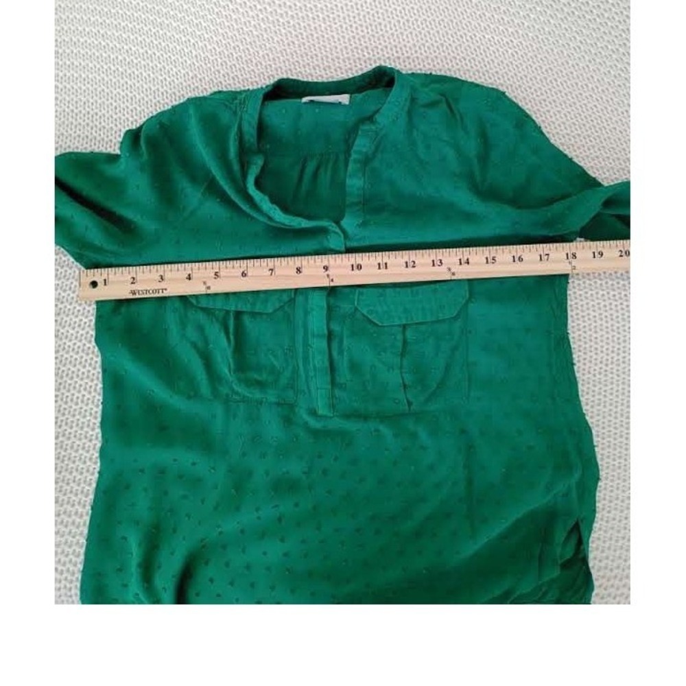 Maeve Anthropologie Green Swiss Dot Split Neck Blouse Size S - Picture 7 of 10
